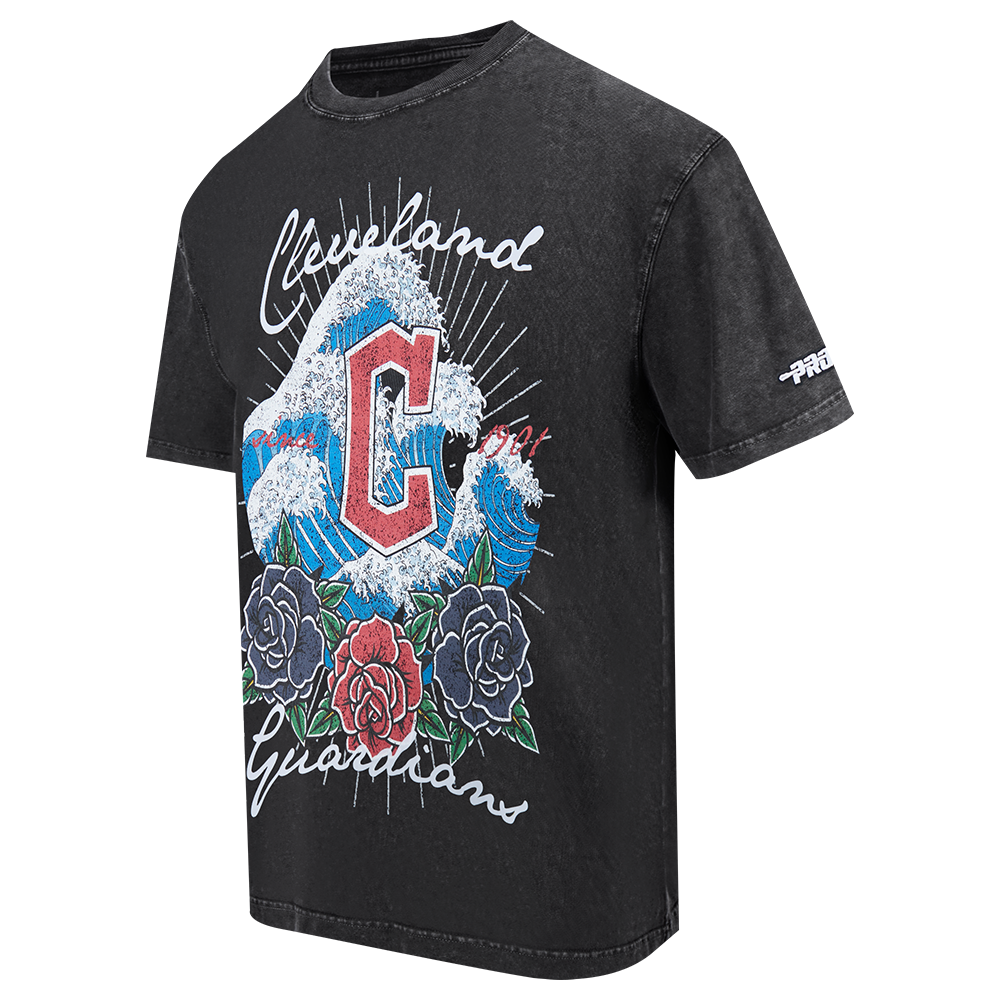 Pro Standard Cleveland Guardians Waves Roses Tee Shirt-Black - BLACK Thumbnail View 3
