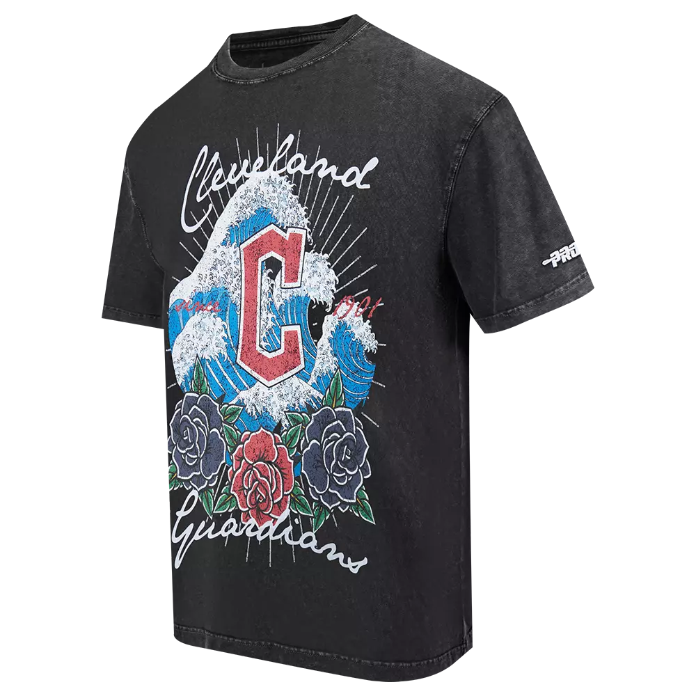Pro Standard Cleveland Guardians Waves Roses Tee Shirt-Black - BLACK