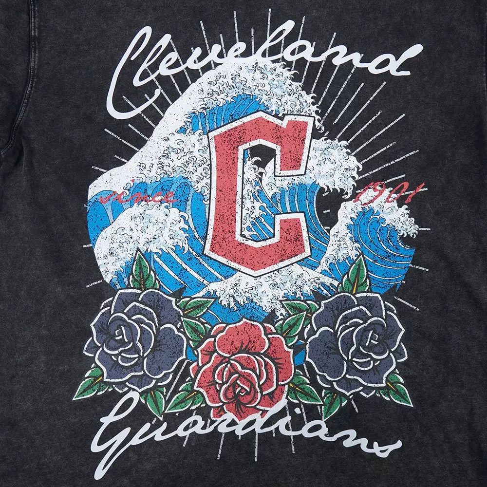 Pro Standard Cleveland Guardians Waves Roses Tee Shirt-Black - BLACK