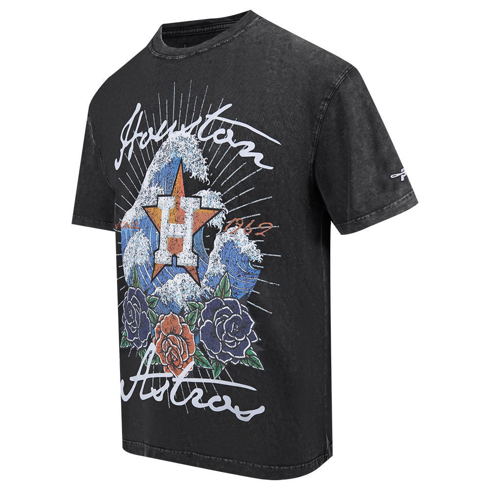 Pro Standard Houston Astros Waves Roses Tee Shirt-Black - BLACK Thumbnail View 3