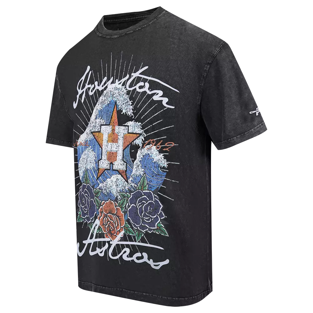 Pro Standard Houston Astros Waves Roses Tee Shirt-Black - BLACK
