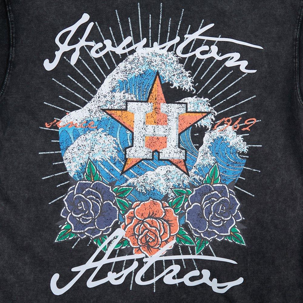 Pro Standard Houston Astros Waves Roses Tee Shirt-Black - BLACK Thumbnail View 5