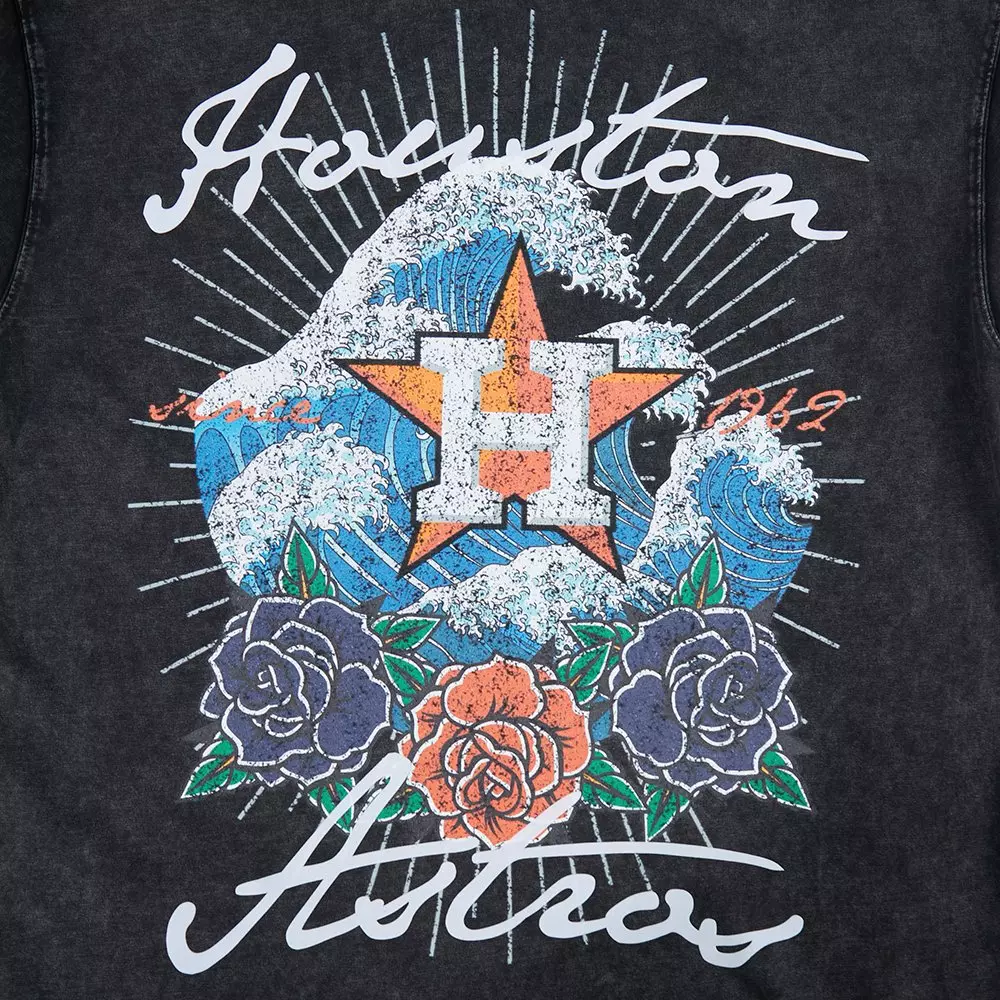 Pro Standard Houston Astros Waves Roses Tee Shirt-Black - BLACK