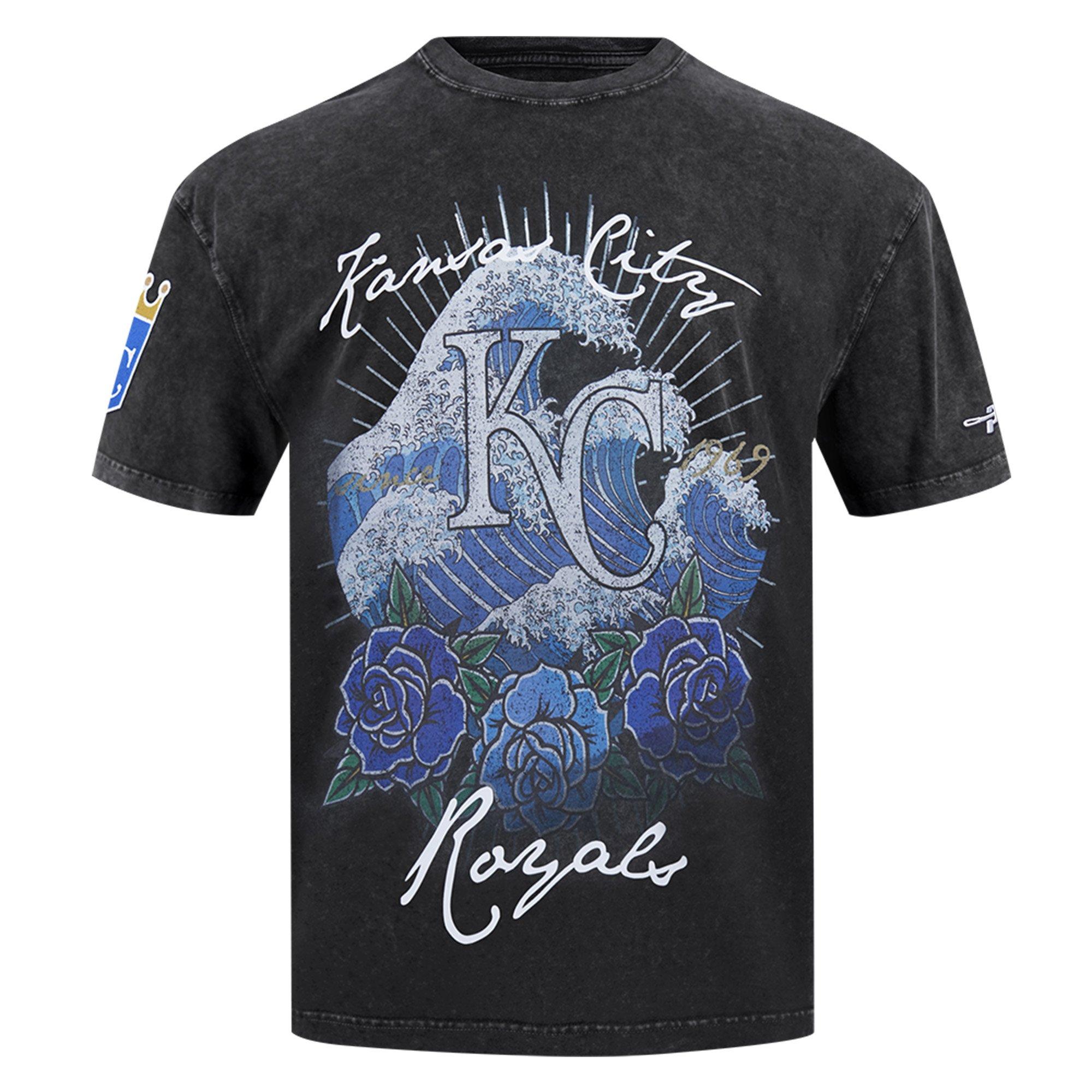 Pro Standard Kansas City Royals Waves Roses Tee Shirt - Black - BLACK Thumbnail View 1