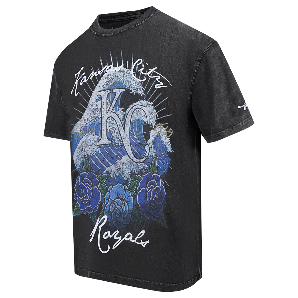 Pro Standard Kansas City Royals Waves Roses Tee Shirt - Black - BLACK Thumbnail View 3