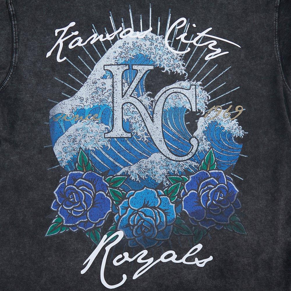 Pro Standard Kansas City Royals Waves Roses Tee Shirt - Black - BLACK Thumbnail View 5
