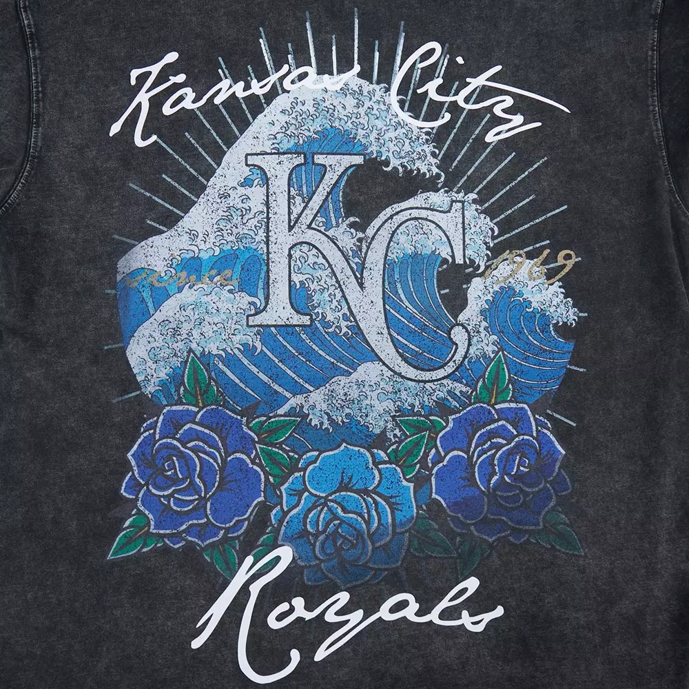 Pro Standard Kansas City Royals Waves Roses Tee Shirt - Black - BLACK