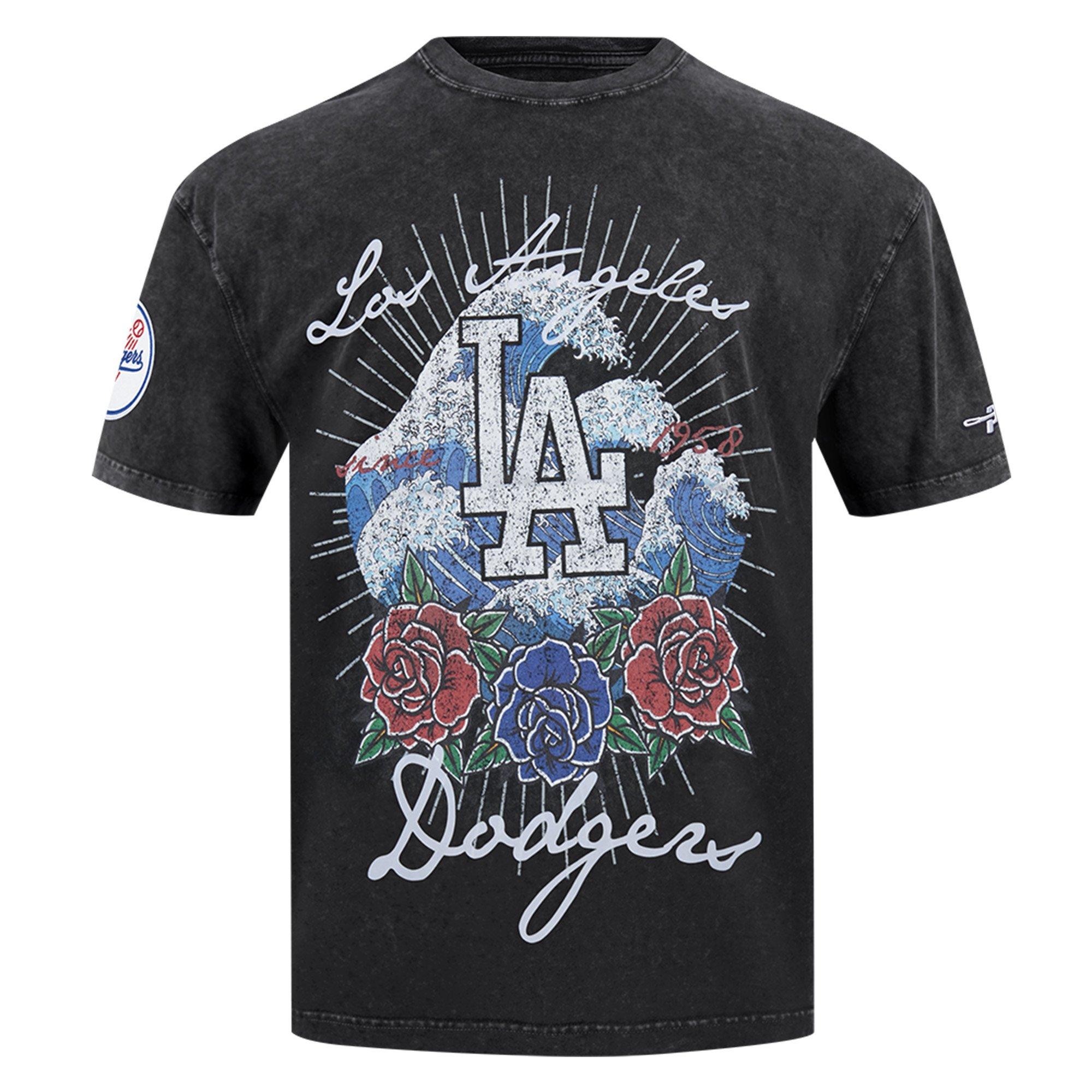 Pro Standard Los Angeles Dodgers Waves Roses Tee Shirt-Black - BLACK Thumbnail View 1