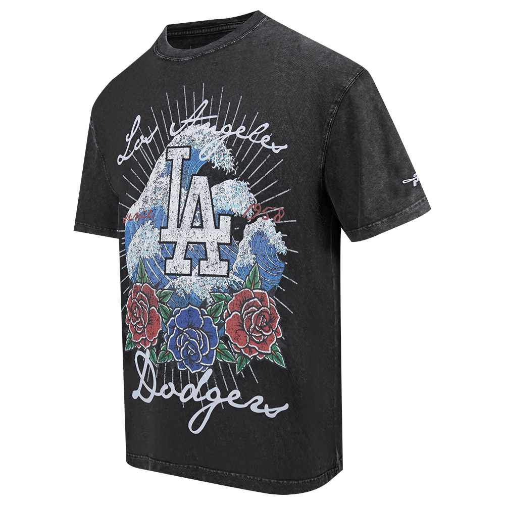 Pro Standard Los Angeles Dodgers Waves Roses Tee Shirt-Black - BLACK Thumbnail View 3