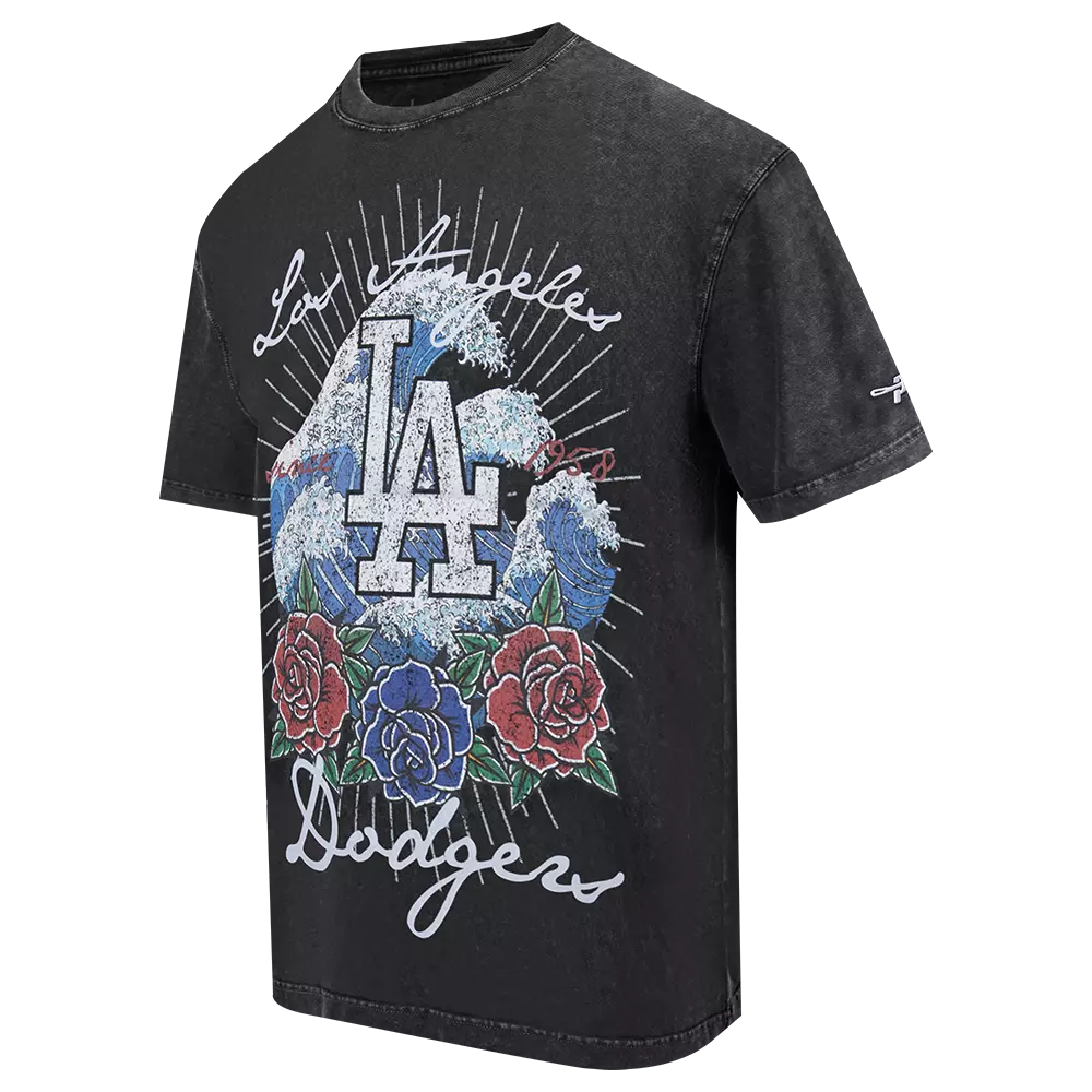 Pro Standard Los Angeles Dodgers Waves Roses Tee Shirt-Black - BLACK