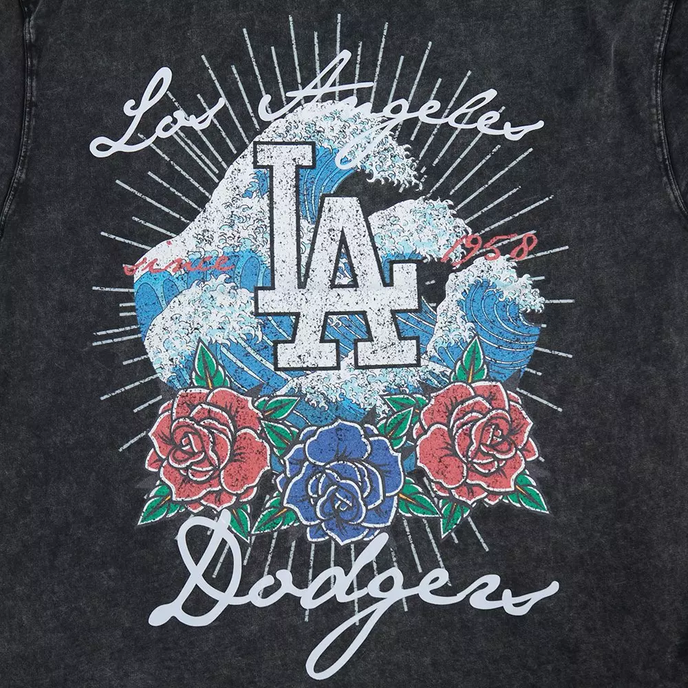 Pro Standard Los Angeles Dodgers Waves Roses Tee Shirt-Black - BLACK