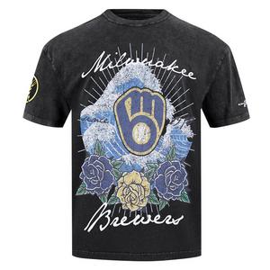 Pro Standard Milwaukee Brewers Waves Roses Tee Shirt-Black