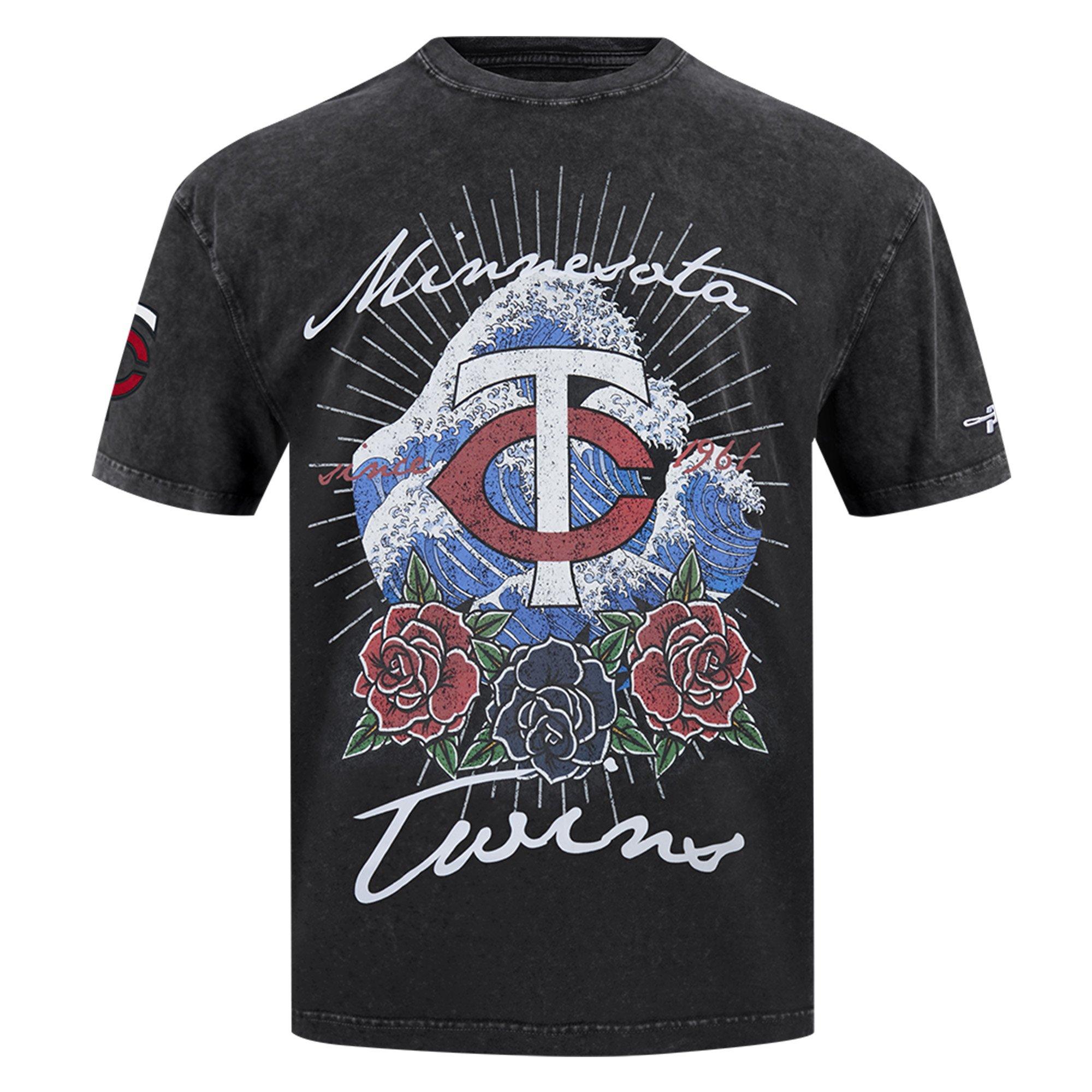 Pro Standard Minnesota Twins Waves Roses Tee Shirt-Black - BLACK Thumbnail View 1