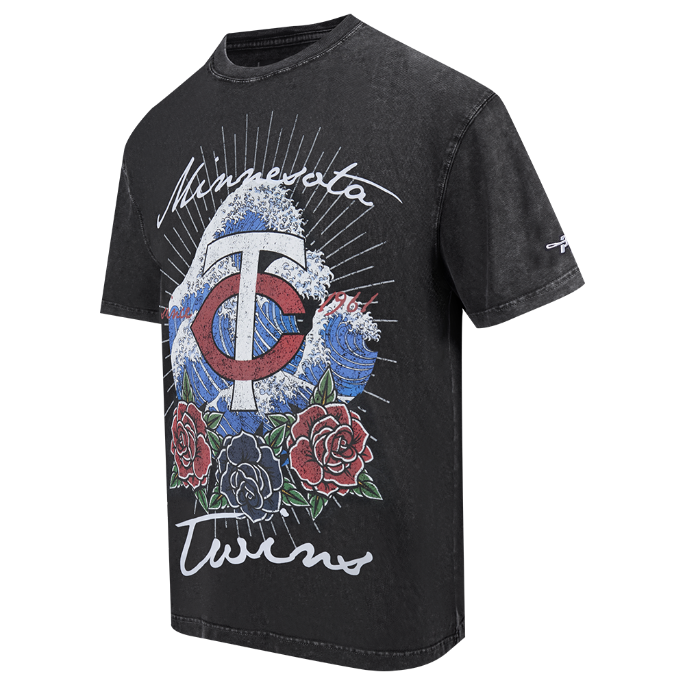 Pro Standard Minnesota Twins Waves Roses Tee Shirt-Black - BLACK Thumbnail View 3