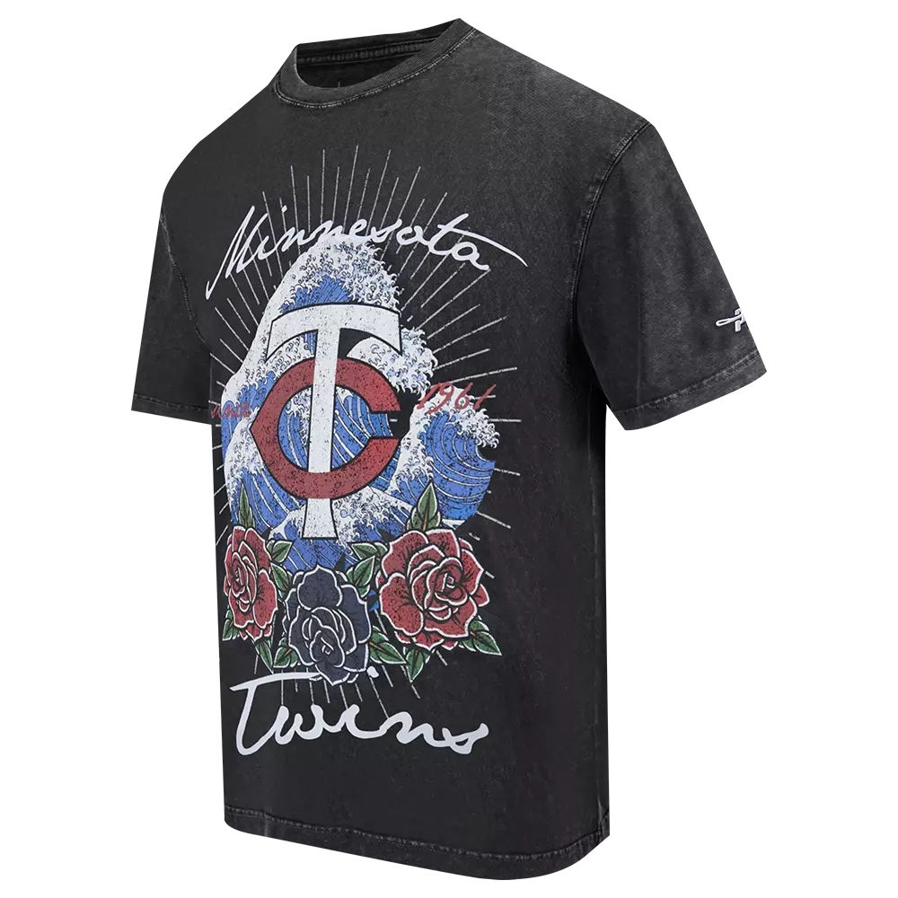 Pro Standard Minnesota Twins Waves Roses Tee Shirt-Black - BLACK