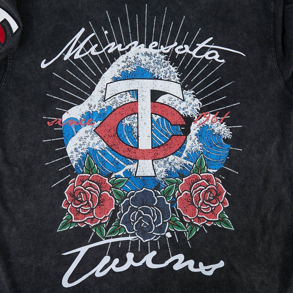 Pro Standard Minnesota Twins Waves Roses Tee Shirt-Black - BLACK Thumbnail View 5