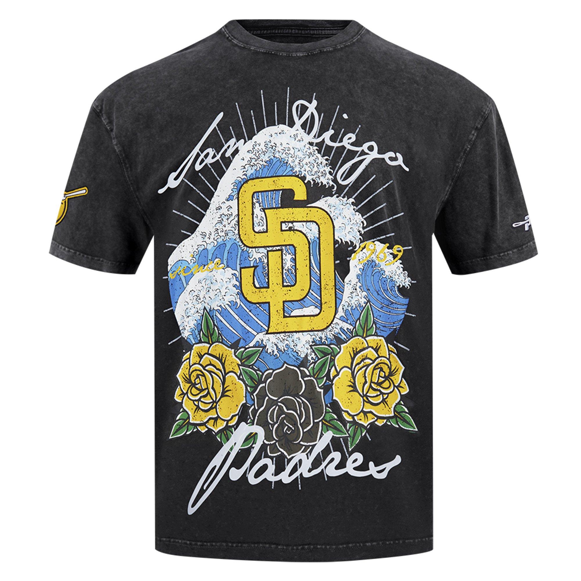Pro Standard San Diego Padres Waves Roses Tee Shirt-Black - BLACK Thumbnail View 1