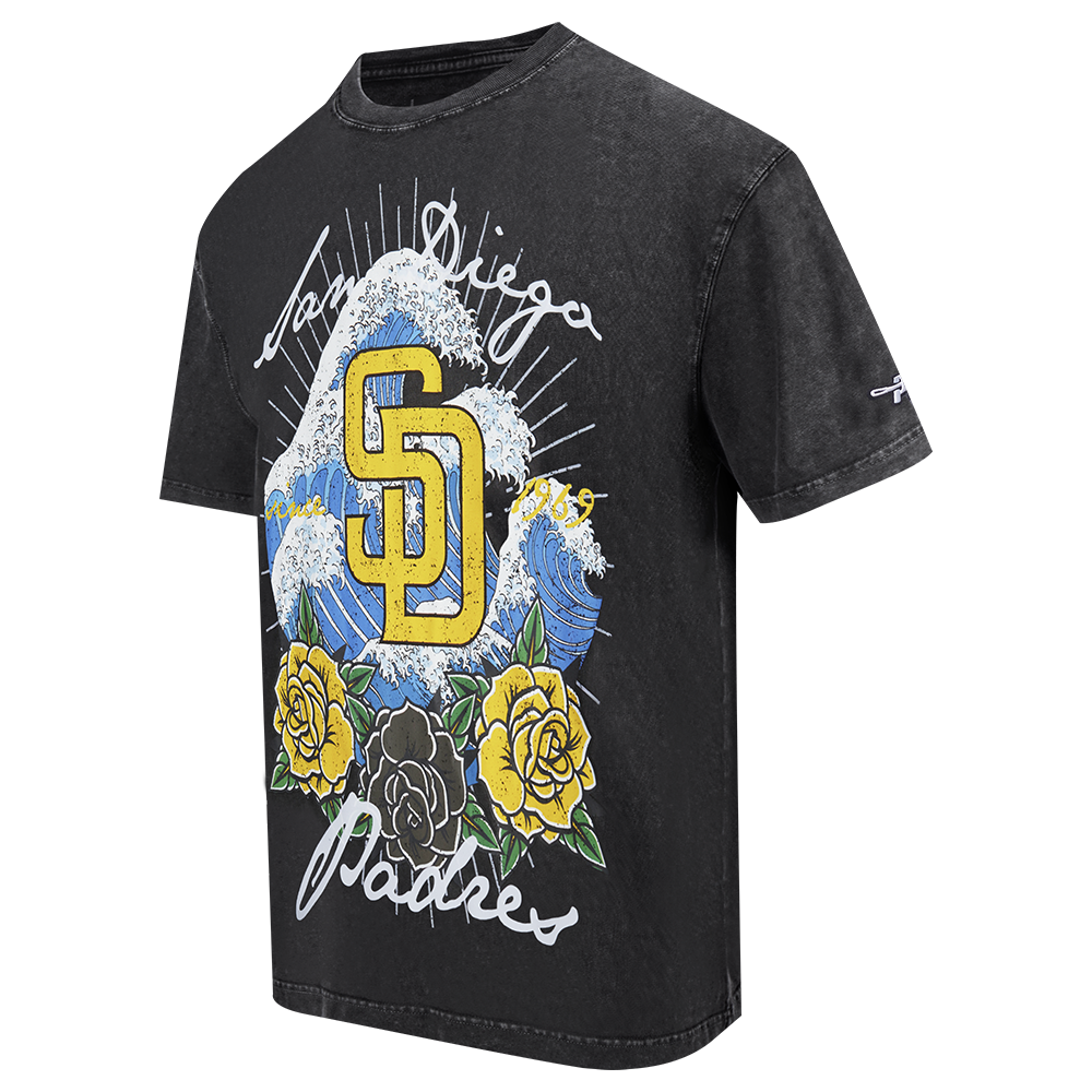 Pro Standard San Diego Padres Waves Roses Tee Shirt-Black - BLACK Thumbnail View 3
