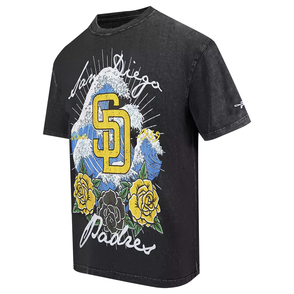 Pro Standard San Diego Padres Waves Roses Tee Shirt-Black - BLACK