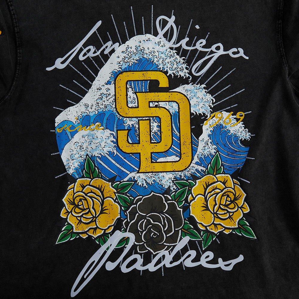Pro Standard San Diego Padres Waves Roses Tee Shirt-Black - BLACK Thumbnail View 5