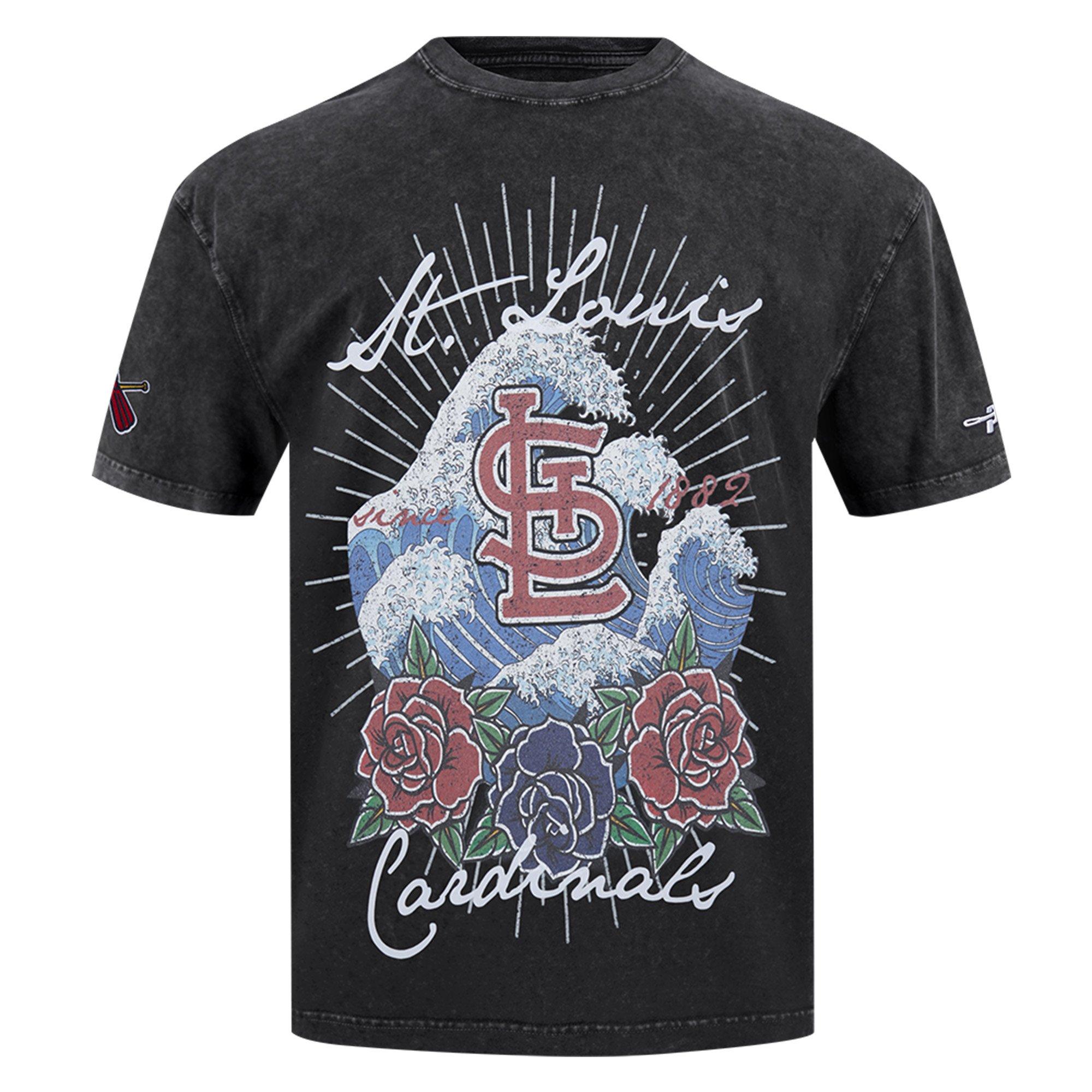 Pro Standard St. Louis Cardinals Waves Roses Tee Shirt-Black - BLACK Thumbnail View 1