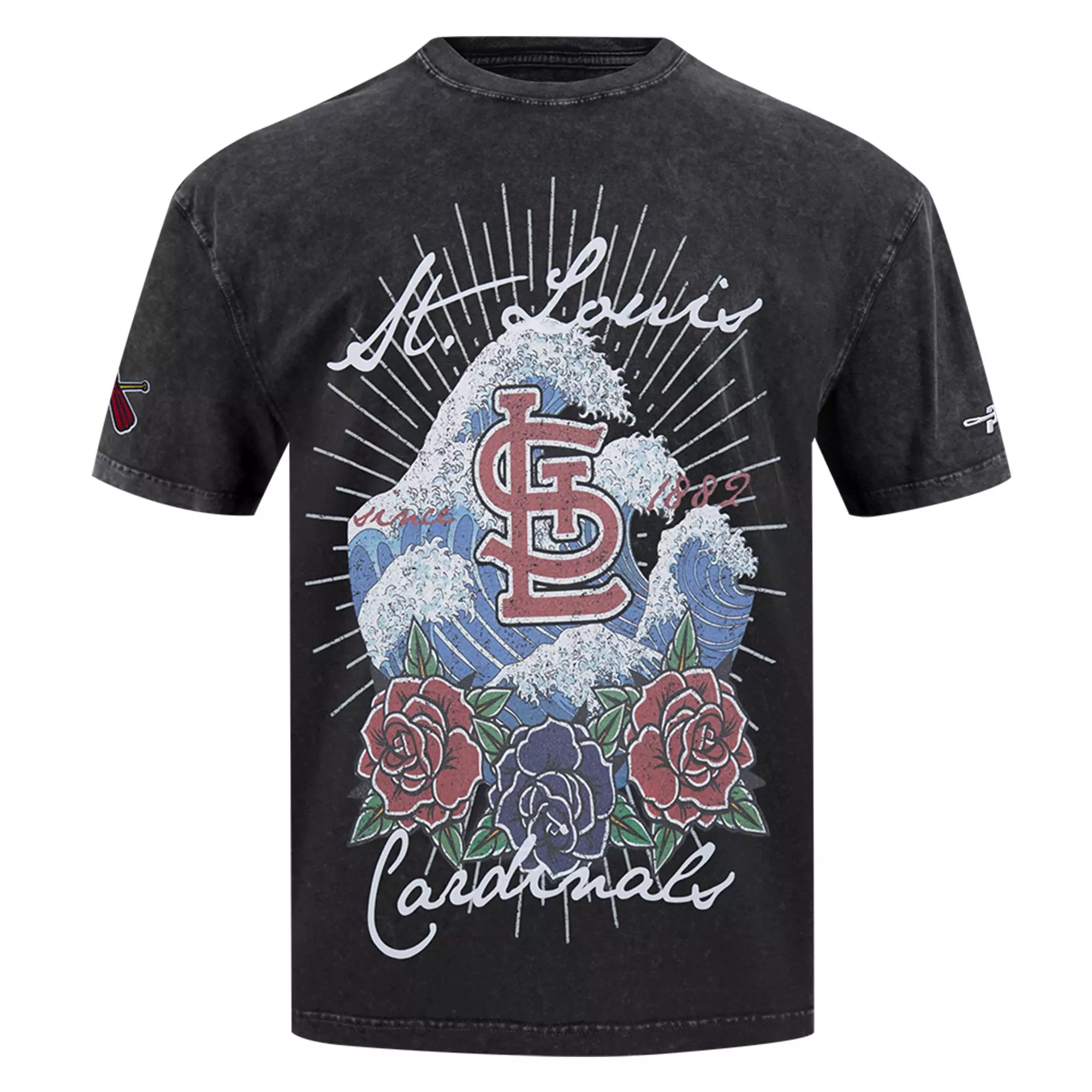 Pro Standard St. Louis Cardinals Waves Roses Tee Shirt-Black - BLACK