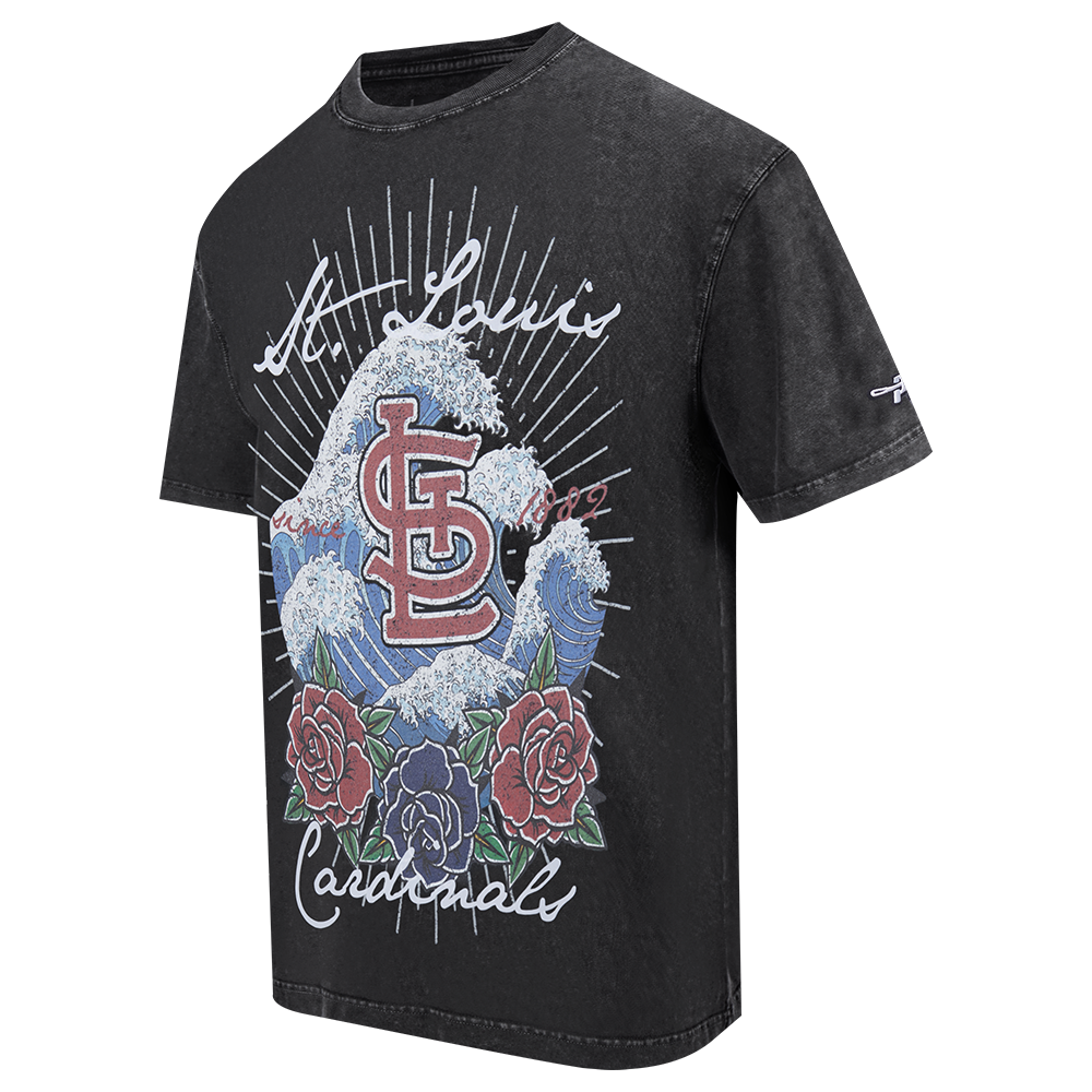 Pro Standard St. Louis Cardinals Waves Roses Tee Shirt-Black - BLACK Thumbnail View 5
