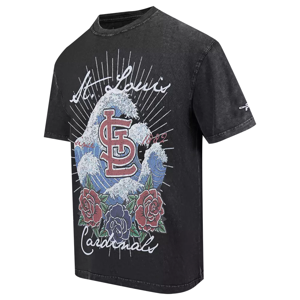 Pro Standard St. Louis Cardinals Waves Roses Tee Shirt-Black - BLACK