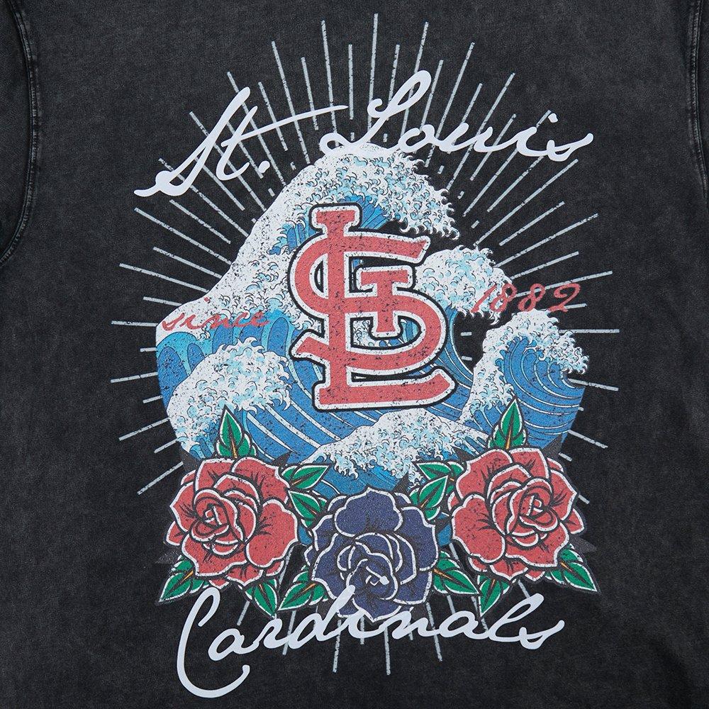 Pro Standard St. Louis Cardinals Waves Roses Tee Shirt-Black - BLACK Thumbnail View 4