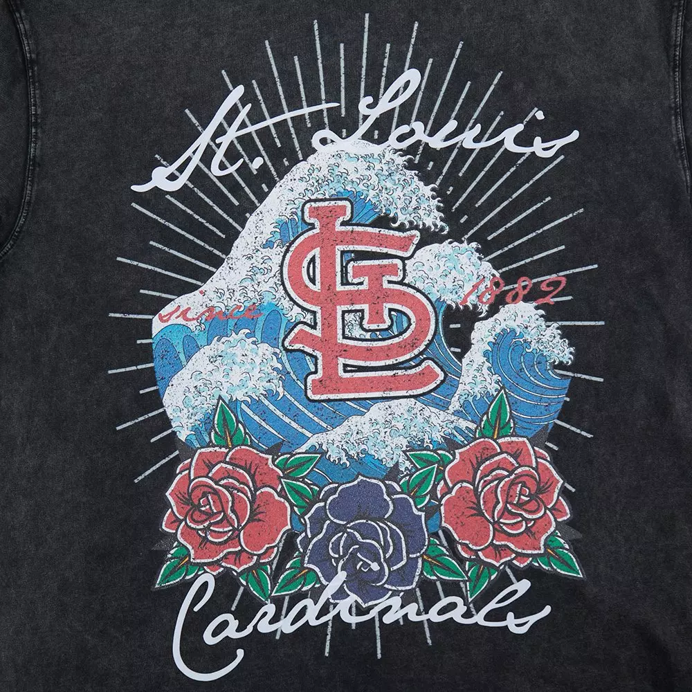 Pro Standard St. Louis Cardinals Waves Roses Tee Shirt-Black - BLACK
