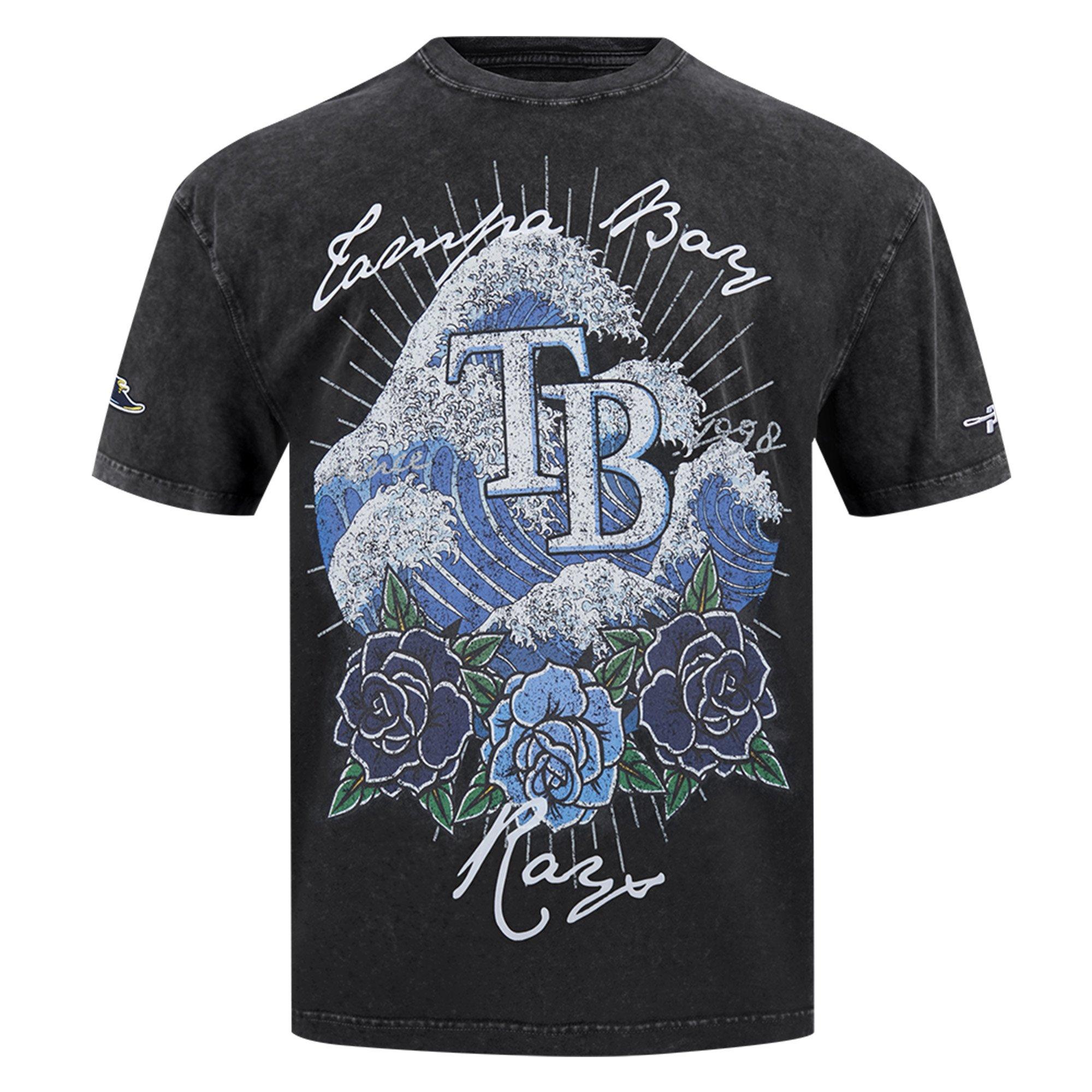 Pro Standard Tampa Bay Rays Waves Roses Tee Shirt-Black - BLACK Thumbnail View 1
