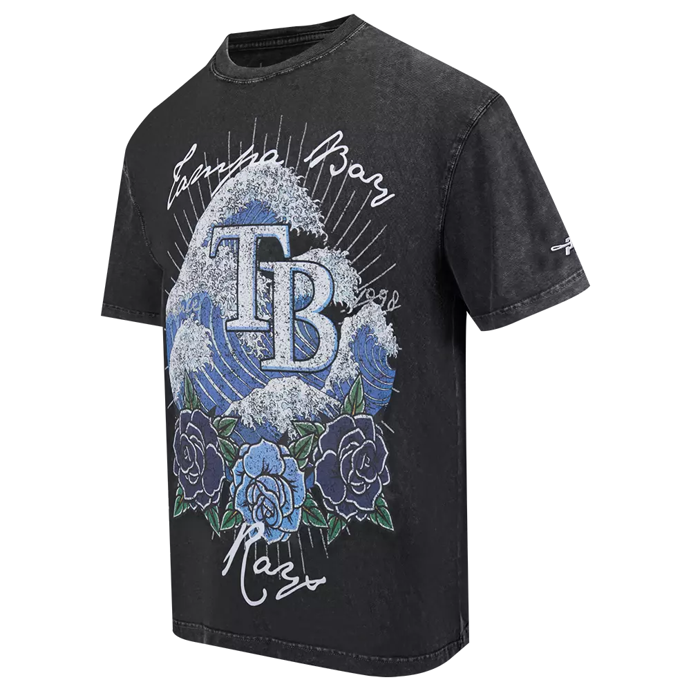 Pro Standard Tampa Bay Rays Waves Roses Tee Shirt-Black - BLACK
