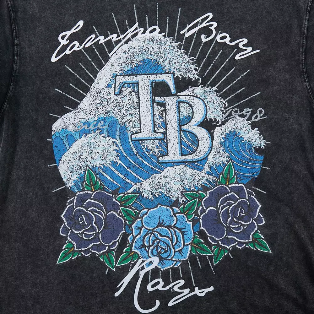Pro Standard Tampa Bay Rays Waves Roses Tee Shirt-Black - BLACK
