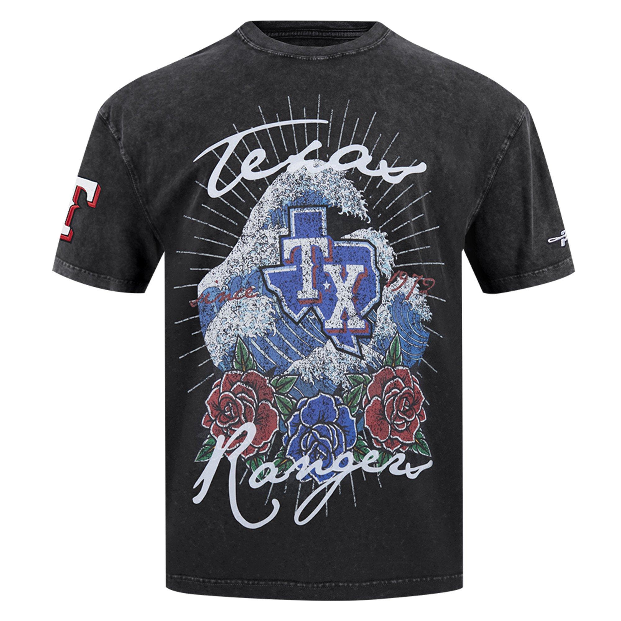 Pro Standard Texas Rangers Waves Roses Tee Shirt-Black - BLACK Thumbnail View 1
