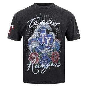 Pro Standard Texas Rangers Waves Roses Tee Shirt-Black
