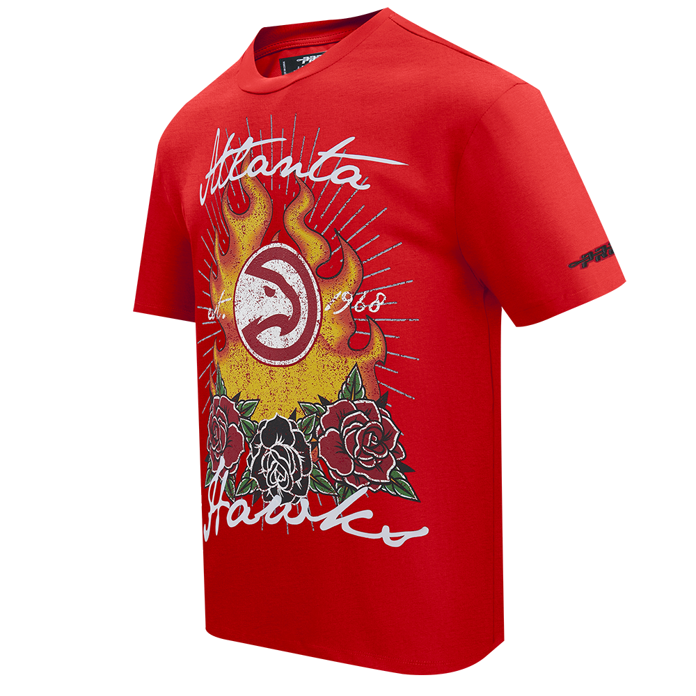 Pro Standard Atlanta Hawks Fire Roses Tee Shirt-Red - RED Thumbnail View 3