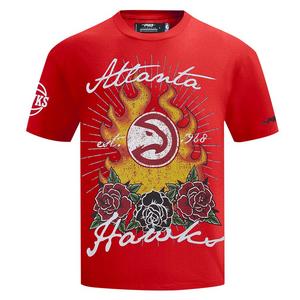 Pro Standard Atlanta Hawks Fire Roses Tee Shirt-Red