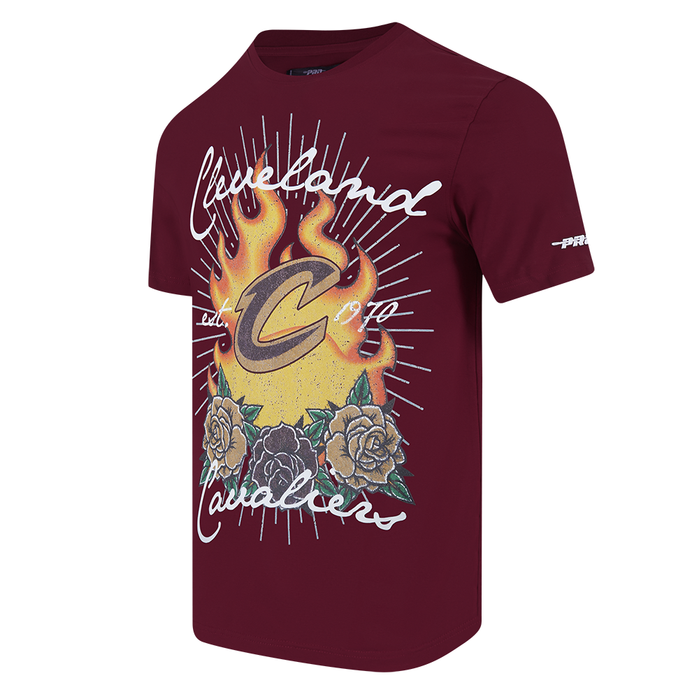 Pro Standard Cleveland Cavaliers Fire Roses Tee Shirt-Maroon - MAROON Thumbnail View 3