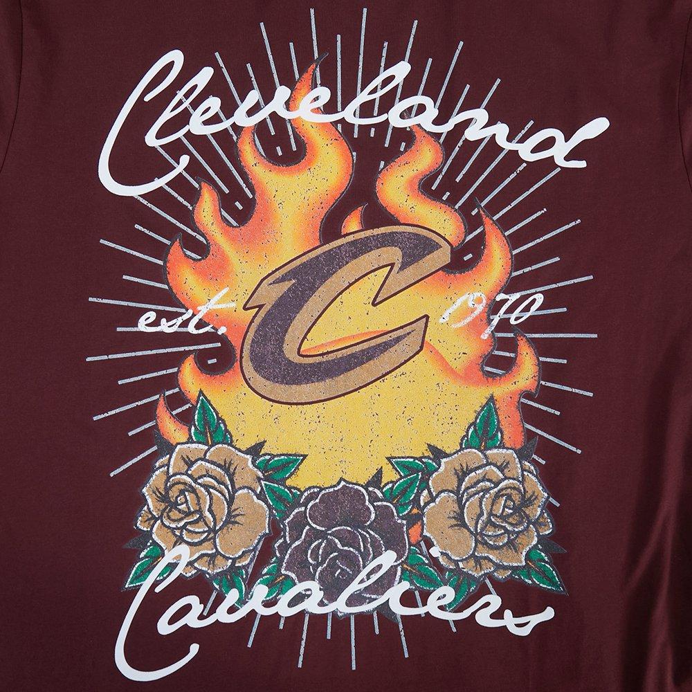Pro Standard Cleveland Cavaliers Fire Roses Tee Shirt-Maroon - MAROON Thumbnail View 5