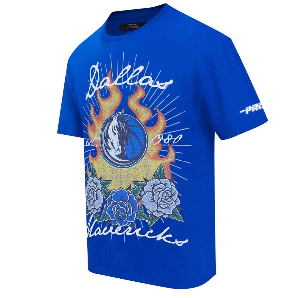 Pro Standard Dallas Mavericks Fire Roses Tee Shirt-Blue - BLUE