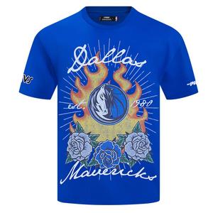 Pro Standard Dallas Mavericks Fire Roses Tee Shirt-Blue