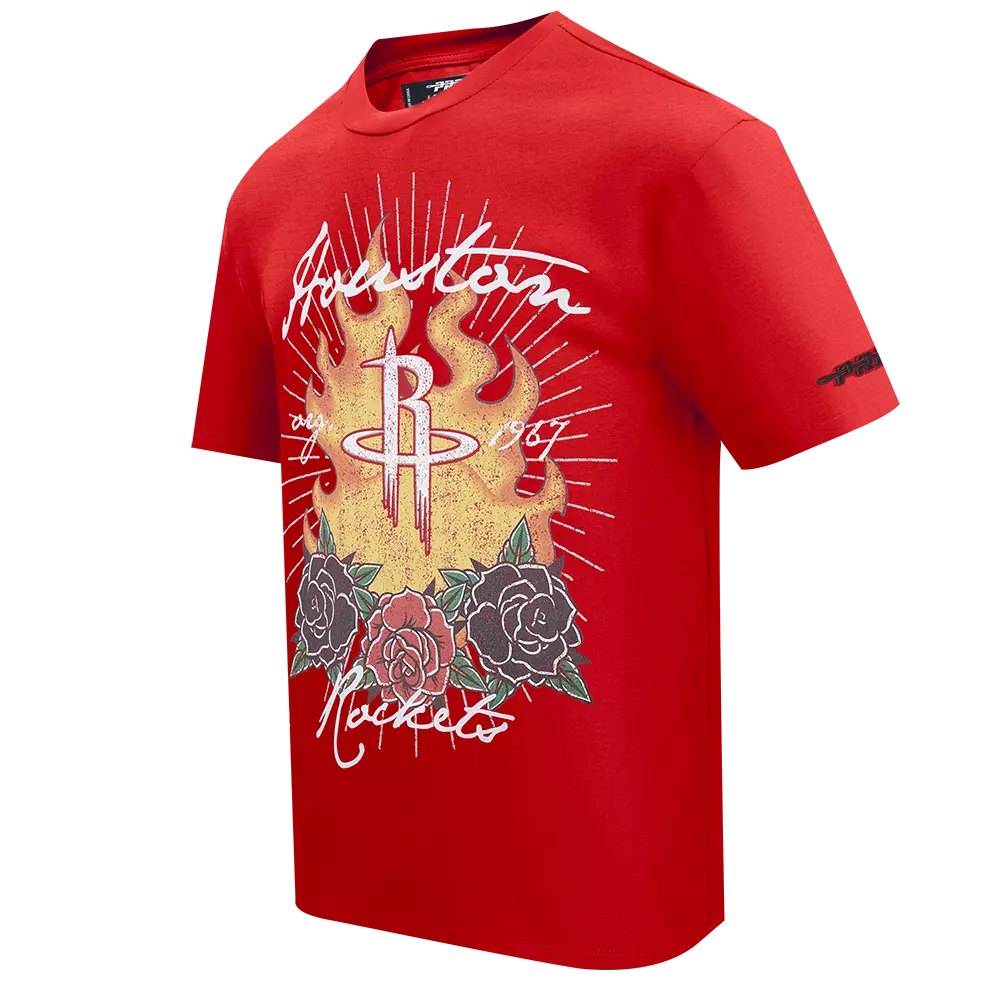 Pro Standard Houston Rockets Fire Roses Tee Shirt-Red - RED