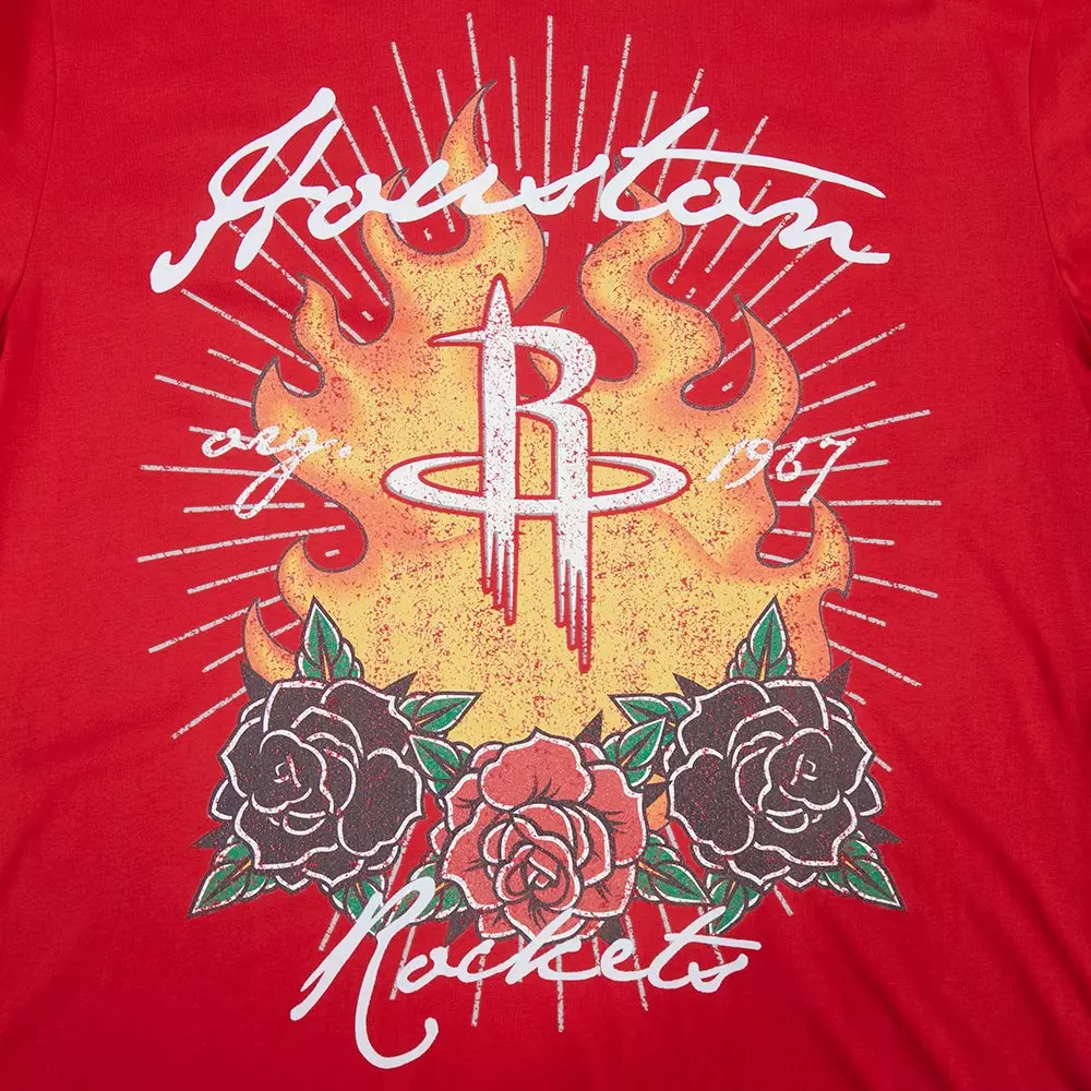 Pro Standard Houston Rockets Fire Roses Tee Shirt-Red - RED