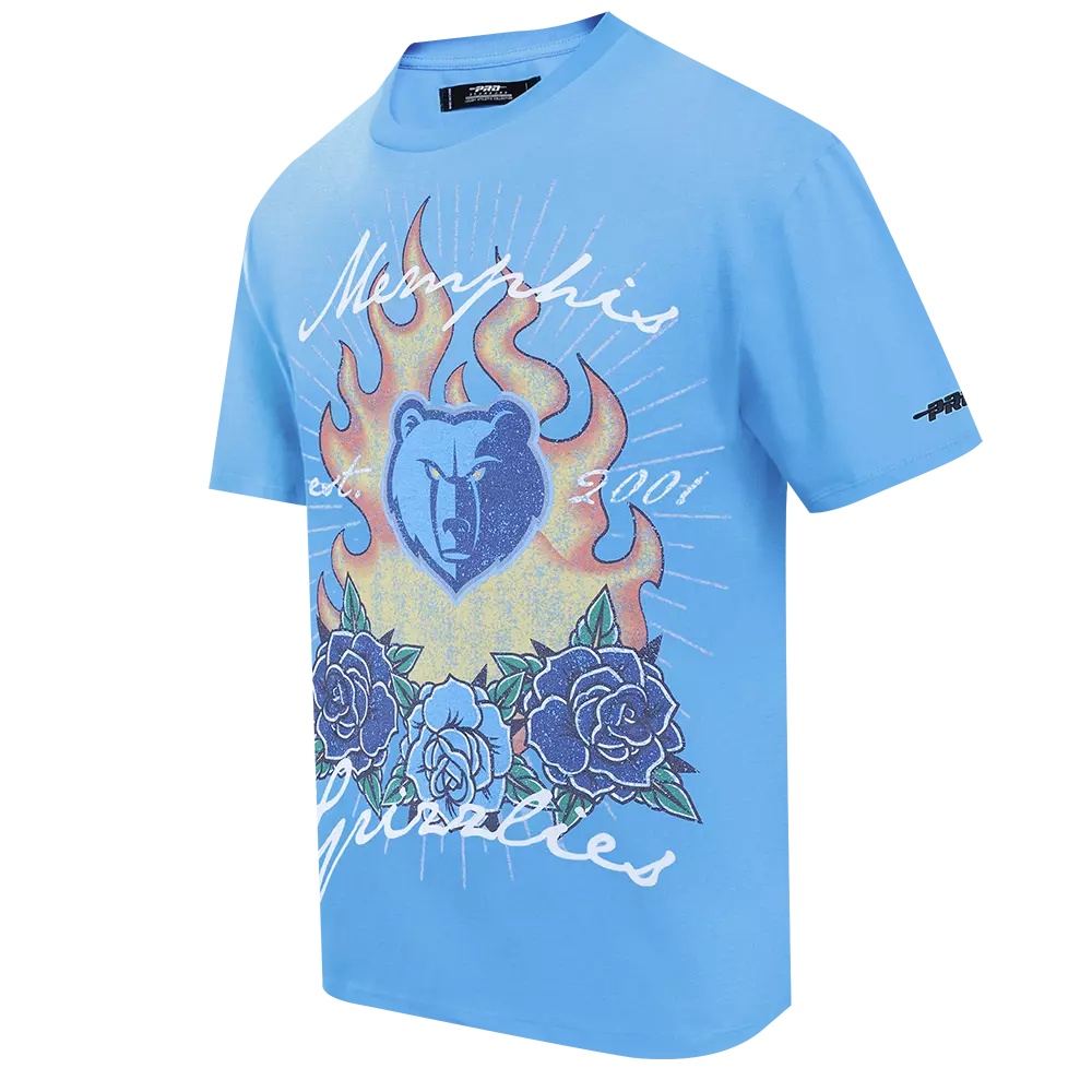 Pro Standard Memphis Grizzlies Fire Roses Tee Shirt-Light Blue - LT BLUE