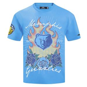 Pro Standard Memphis Grizzlies Fire Roses Tee Shirt-Light Blue