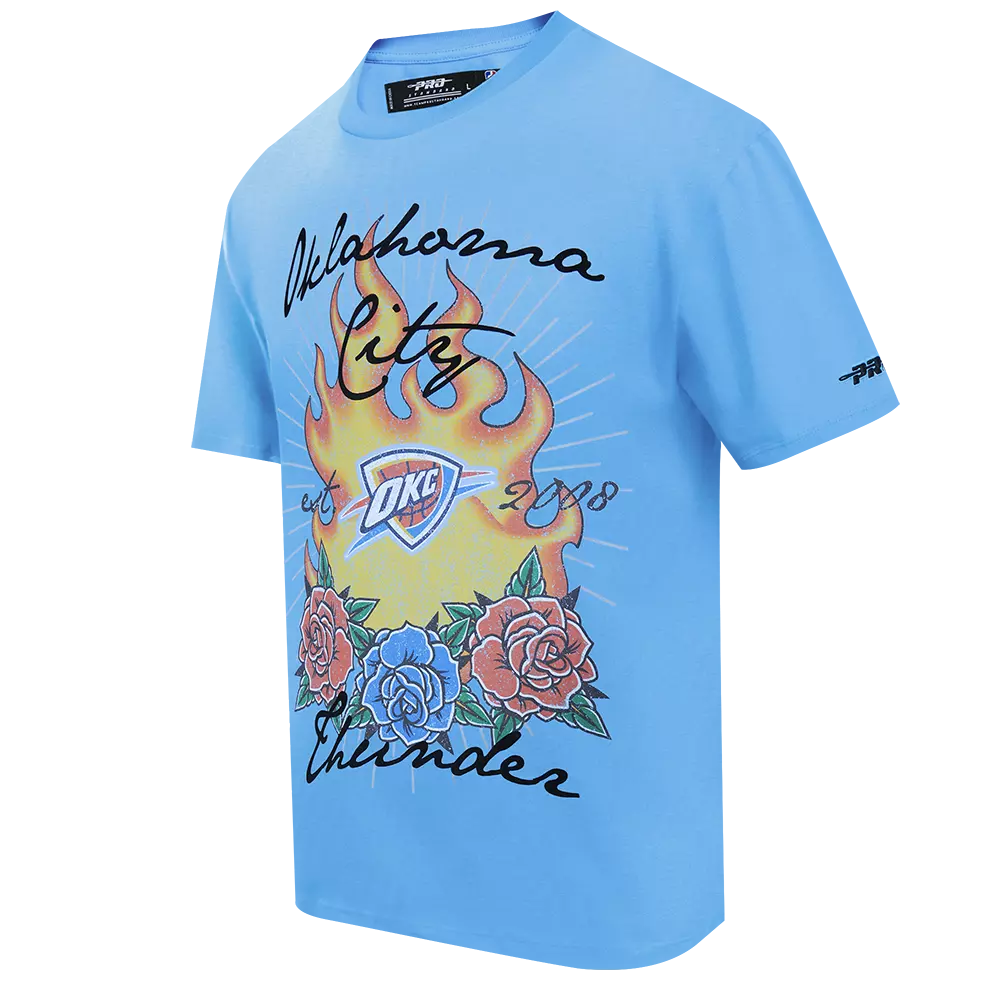 Pro Standard Oklahoma City Thunder Fire Roses Tee Shirt-Light Blue - LT BLUE