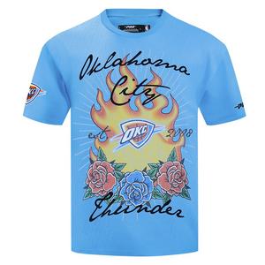 Pro Standard Oklahoma City Thunder Fire Roses Tee Shirt-Light Blue