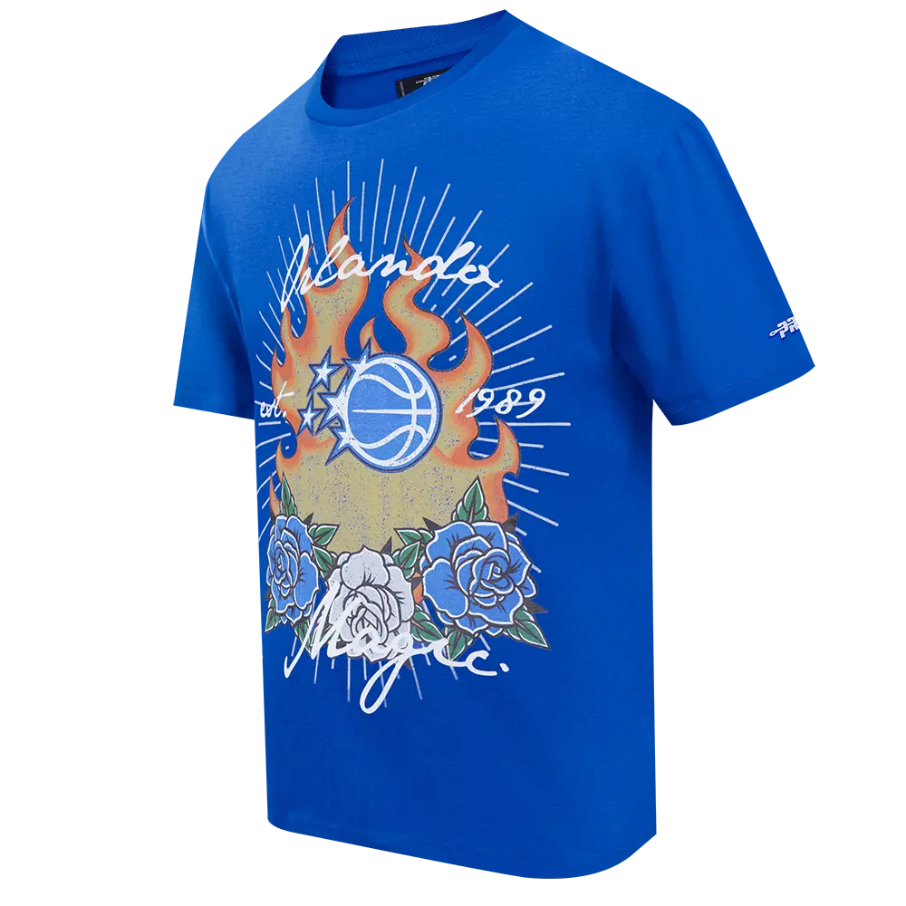 Pro Standard Orlando Magic Fire Roses Tee Shirt-Blue - BLUE