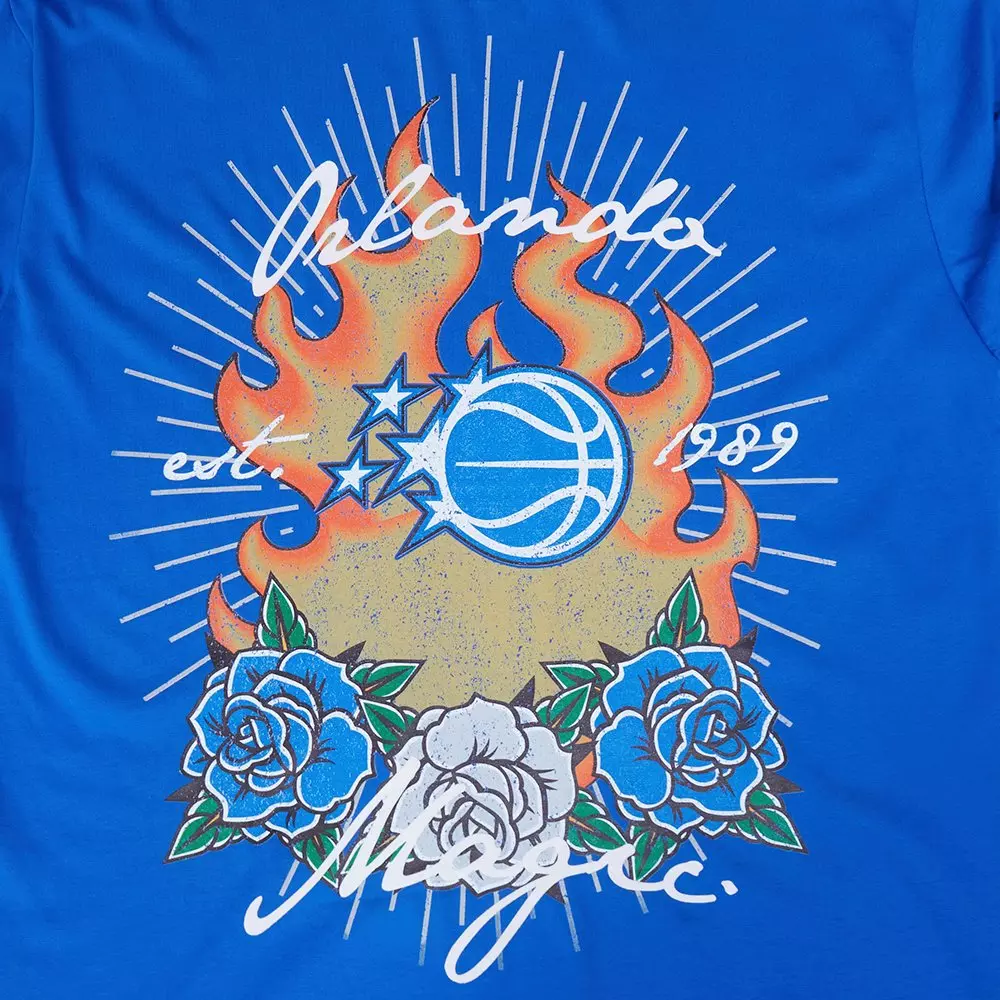 Pro Standard Orlando Magic Fire Roses Tee Shirt-Blue - BLUE