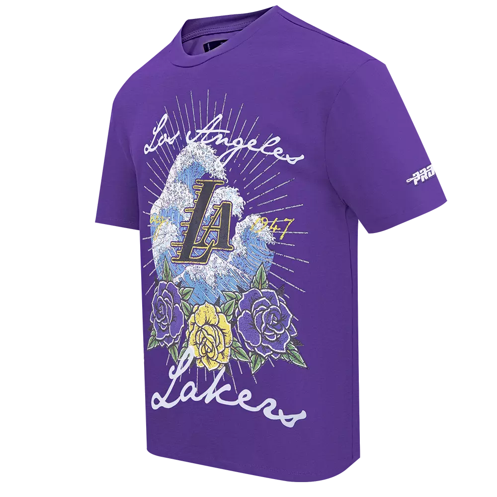 Pro Standard Los Angeles Lakers Fire Roses Tee Shirt-Purple - PURPLE